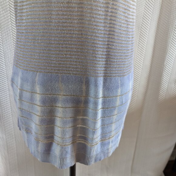 Allison Daley Sleeveless Knit Top Size Medium Metallic Tie-Dye Gold and Blue - Picture 9 of 11
